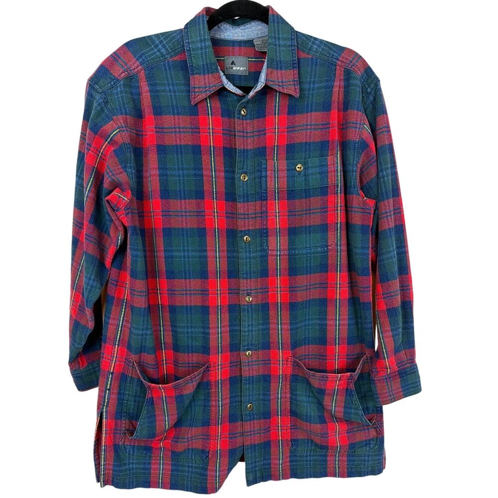 Vintage Liz Claiborne Lizwear Plaid Cotton 4-Pocket Shirt Jacket M